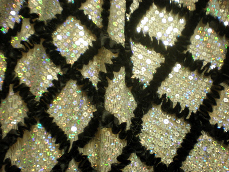 4.Silver-Black Diamond Shape Sequins with Ribbon